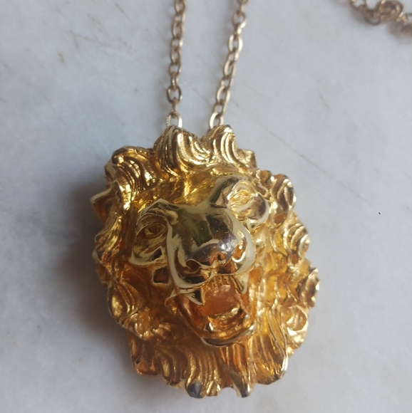 18 Kt Gold Plated Judith Leiber Lion Necklace Pin - Picture 5 of 12